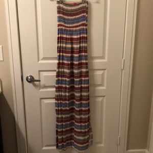 Strapless Striped Maxi Dress